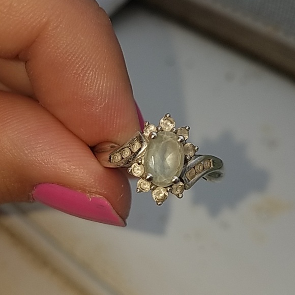 Sterling silver blue topaz and cz ring - Picture 2 of 4